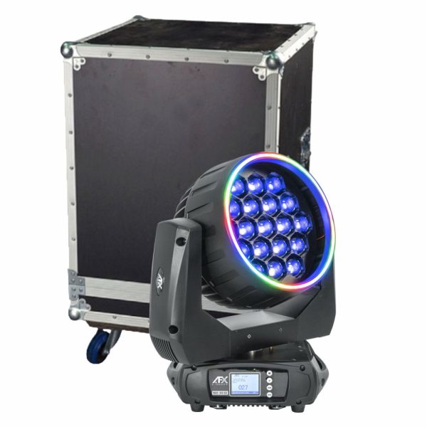 Moving Head 19x40W RGB DMX Mic Wash Zoom C/ Mala AFXLIGHT - (WASH-1940-RGB)