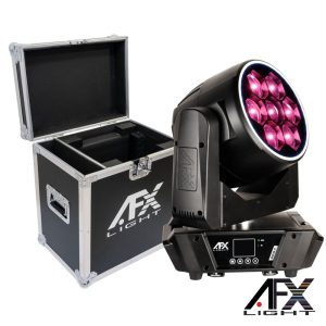 Moving Head 7x60W RGBW DMX Mic Wash Zoom C/ Mala AFXLIGHT - (WASH760-FC)