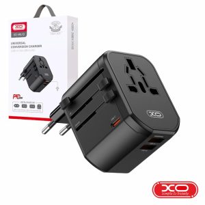 Adaptador Viagem Universal PD+QC 20W C/ 2xUSB-A/1xUSB-C XO - (WL13-BK)