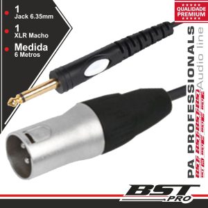 Cabo XLR 3p Macho / Jack 6.35mm Macho Mn 6m BSTPRO - (XLRM-JACKM-6)