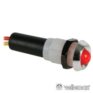 LED Piloto 12V Vermelho Caixa Abs Cromada VELLEMAN - (12VCR)