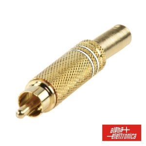 Ficha Rca Macho Dourada-Branca C/ Proteção De Cabo - (17-75B)