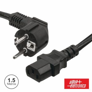 Cabo Alimentação Schuko Macho 3P / IEC C13 Fêmea 1.2m Preto - (23-027A)