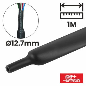 Tubo Manga Termoretráctil 12.7mm 1m Preto ALPHA - (520-M26)