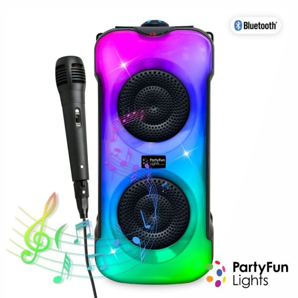 Coluna C/ Microfone 2x10W USB/BT/SD/AUX/FM LED PARTYFUN - (86482)