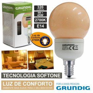 Lâmpada E14 9w=45w 230v Eco Tec. Softone 320lm Grundig - (86892)