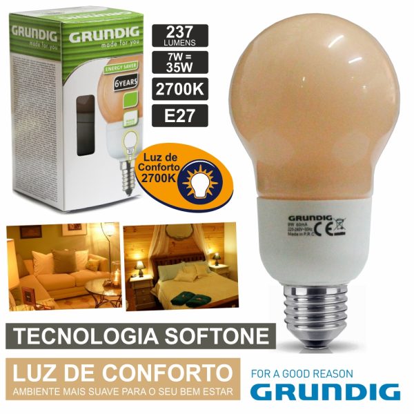 Lâmpada E27 7W=35W 230V Eco Tec. Softone 237lm Grundig - (86893)