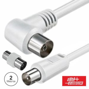 Cabo Coaxial Macho/Fêmea Branco 2m 90º Polybag - (87-014W/02B)