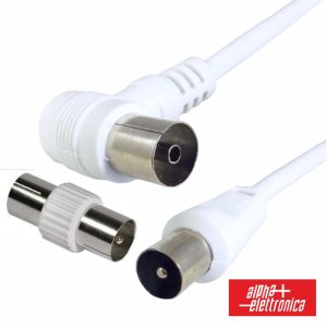 Cabo Coaxial Macho/Fêmea Branco 3m 90º ALPHA - (87-014W/03B)