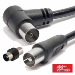 Cabo Coaxial Macho/Fêmea Preto 1m Ângular 90º ALPHA - (87-015/01B)