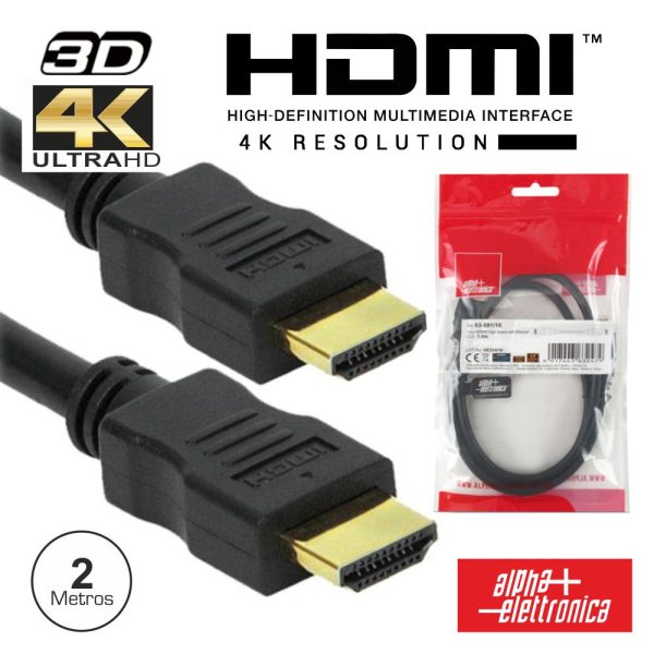 Cabo HDMI Dourado Macho / Macho 2.0 4k Preto 2m - (93-591/2E)