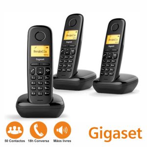 Conjunto 3 Telefones S/ Fios A170 Preto Gigaset - (A170B-TRIO)