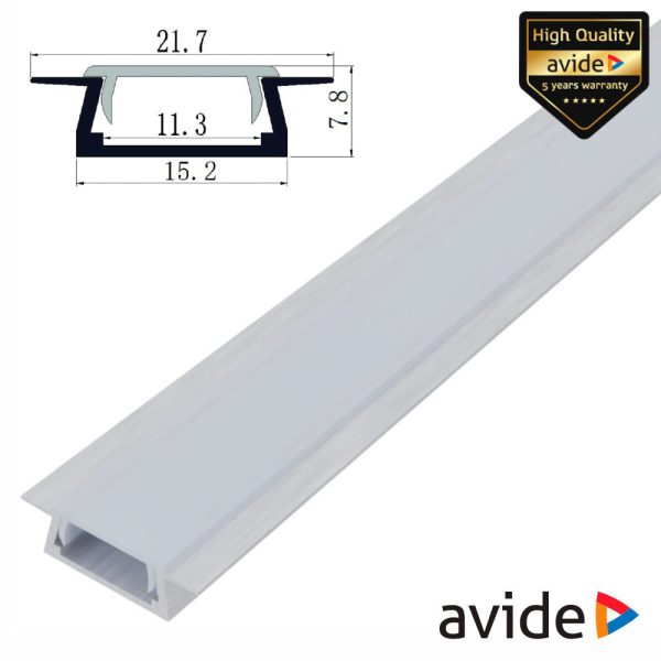 Perfil De Alumínio C/ Abas P/ Fita LED 1m AVIDE - (AAP-UR-1M-S-MK)