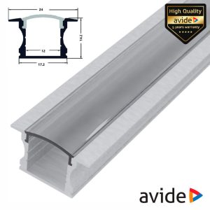 Perfil De Alumínio C/ Abas P/ Fita LED 1m AVIDE - (AAP-UR1714-1M-CL)