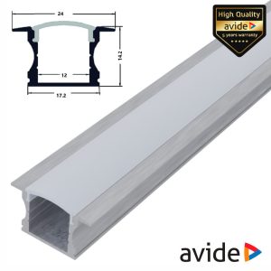 Perfil De Alumínio C/ Abas P/ Fita LED 1m AVIDE - (AAP-UR1714-1M-MK)