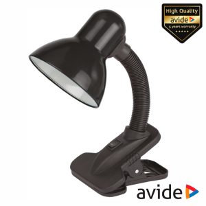 Candeeiro Secretária 1xE27 60W C/ Mola Preto AVIDE - (ABDL-CLIP-B-60W)