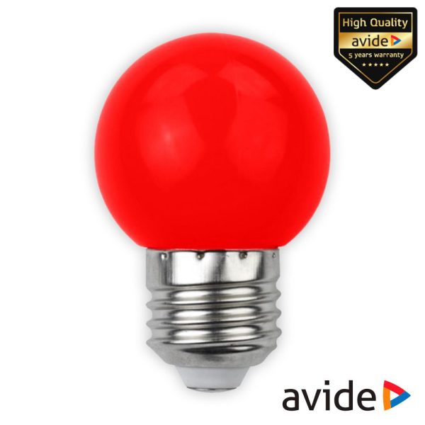 Lâmpada E27 1W LED Globo G45 Vermelho 30lm AVIDE - (ABDLG45-1W-R)