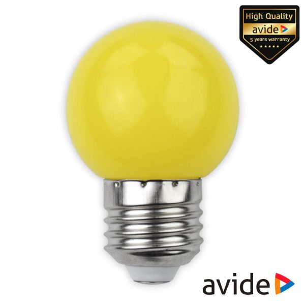 Lâmpada E27 1W LED Globo G45 Amarelo 30lm AVIDE - (ABDLG45-1W-Y)