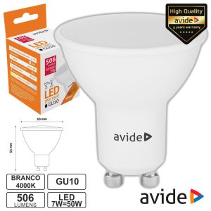 Lâmpada LED GU10 Spot 7W 230V 4000K 620lm AVIDE - (ABGU10NW-7W-AP)