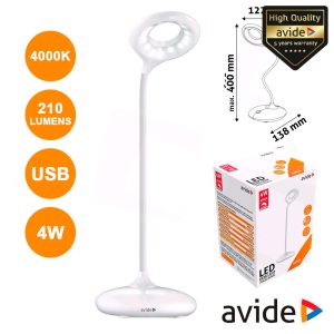 Candeeiro Secretária LED 4W 4000K Minimal 210lm AVIDE - (ABLDL-MIN-4W)