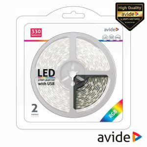 Fita 60 LEDS P/ TV C/ USB 5050 RGB 5V 7.2W/m 2m IP65 AVIDE - (ABLS-30RGB65-7.2W)