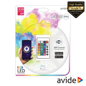 Kit Fita 150 LEDS RGB 12V 5m IP65 WIFI+ IR TUYA AVIDE - (ABLSBL30RGB-WIFIIR)