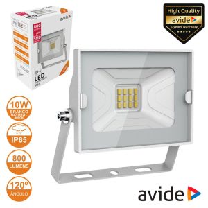 Foco LED 10W 230V 4000k 800lm Branco IP65 AVIDE - (ABSSFLNW-10W-W)