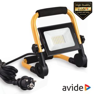 Foco LED 10W 230V 4000K 800lm Preto IP65 c/ Suporte AVIDE - (ABSSTFLNW-10W)