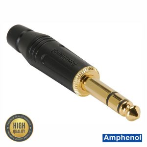 Ficha Jack 6.35mm Macho Stereo Dourada AMPHENOL - (ACPS-GB-AU BULK)