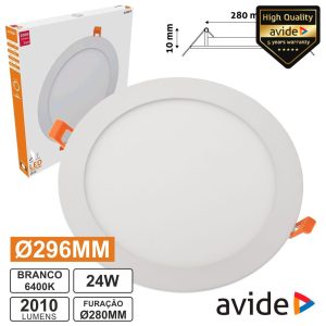 Painel LEDS Redondo 24W 296mm 4000k 2000lm AVIDE - (ACRPNW-R-24W-ALU)