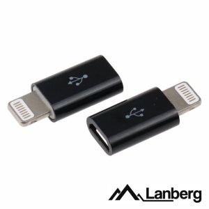 Adaptador MicroUSB Fêmea - Lightning Macho LANBERG - (AD-LM-UM-02)