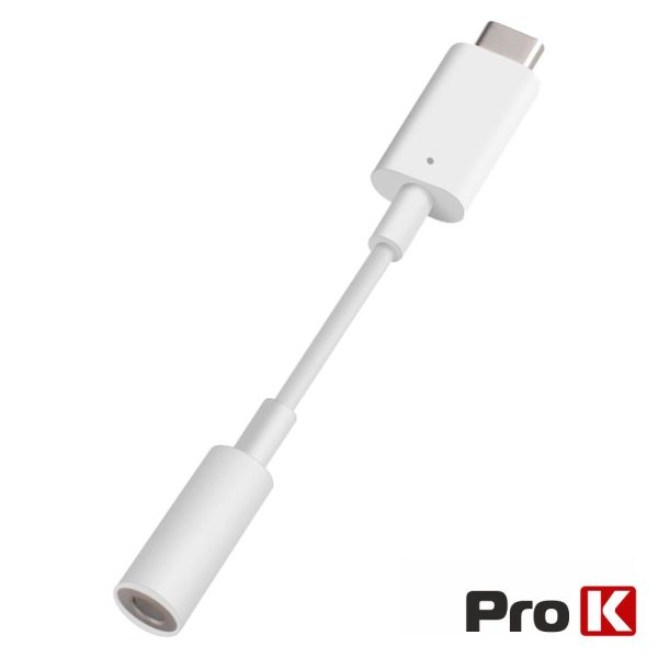 Cabo USB-C Macho / Jack 3.5mm 11mm Branco PROK - (ADAP-USBC/JACK)