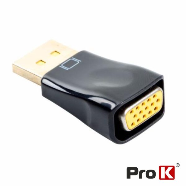 Ficha Adaptadora Displayport Macho / VGA Fêmea PROK - (ADPDPVGA01)