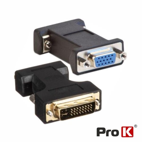 Ficha Adaptadora DVI-I Dual Link Macho / VGA Fêmea PROK - (ADPDVI01)