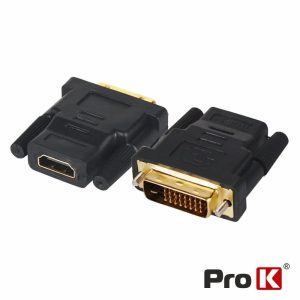 Ficha Adaptadora DVI-D Dual Link Macho / HDMI Fêmea PROK - (ADPDVIHDMI01)