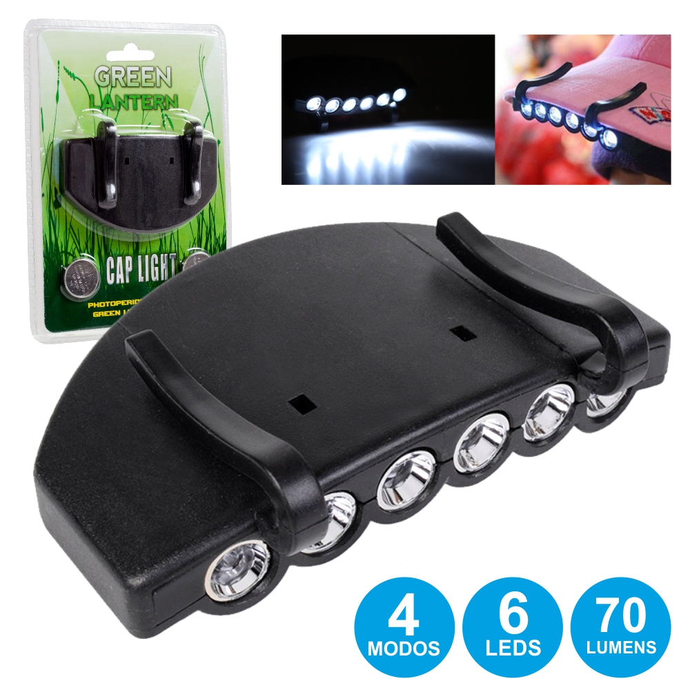 Lanterna C/ 6 LEDS E 4 Modos 70lm P/ Chapéu - (AELC)