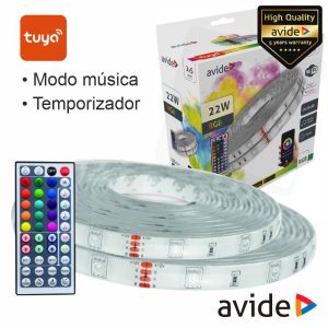 Kit 2 Fitas LED RGB 12V 2x5m IP65 WIFI+IR TUYA AVIDE - (ALSB-30RGB65-WIFI2)