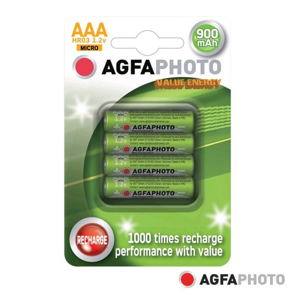 Pilha Recarregável AAA 1.2V 900mAh 4x Blister AGFAPHOTO - (AP900B4)