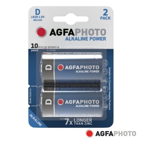 Pilha Alcalina LR20/d 1.5V 2x Blister POWER AGFAPHOTO - (APAD)