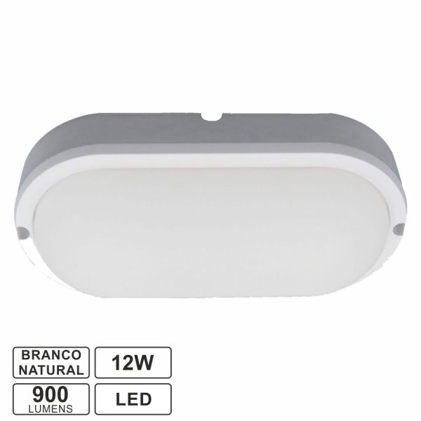 Painel LED Oval Aplique 12W 180mm 900lm Branco Natural - (APLOV1218NW)