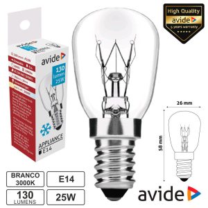 Lâmpada E14 25W 230V Frigorífico AVIDE - (ARAC14WW-25W)