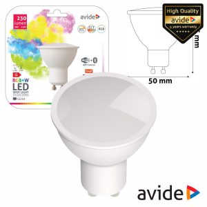 Lâmpada GU10 Dimável 4.9W LED RGBW WIFI AVIDE - (ASGU10RGBW-4.9W-WF)