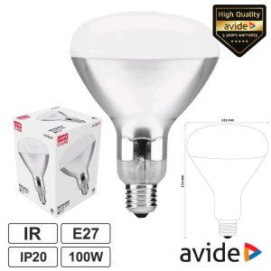 Lâmpada E27 100W Infravermelhos Topo Branco AVIDE - (ASIR27-100W-C)