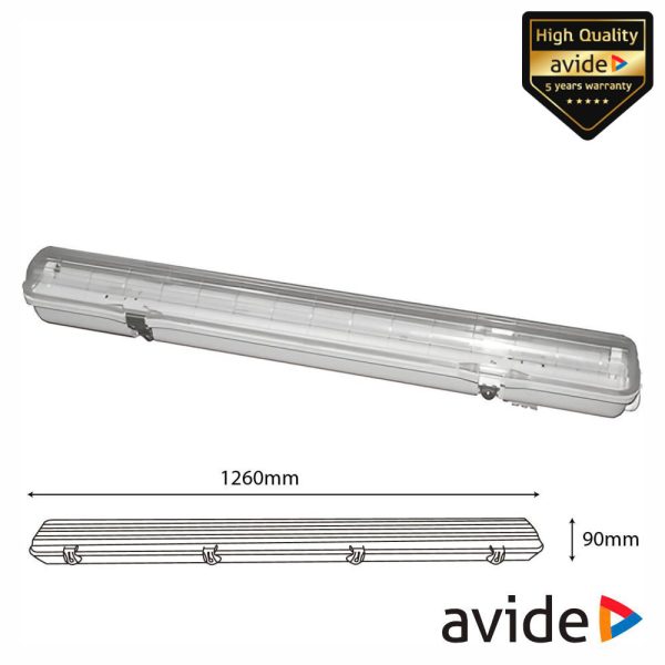 Armadura Estanque 120cm p/ 1 Lâmpadas LED Tubular T8 AVIDE - (ATPF-1X36W)