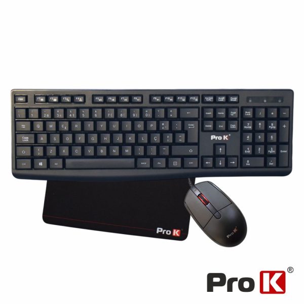 Conjunto de Teclado e Rato C/ Fios + Oferta Tapete Rato PROK - (B100COMBO)