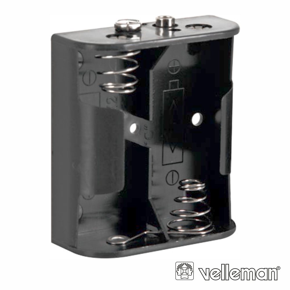 Suporte P/ 2 Pilhas C-Cell C/ Terminais Snap VELLEMAN - (BH221B)