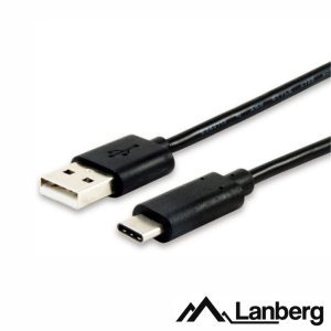 Cabo USB-A 2.0 Macho / USB-C Macho 1.8m Preto LANBERG - (CA-USBO-20CU-18-BK)