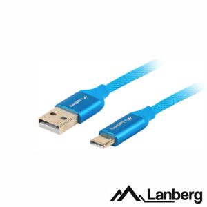 Cabo USB-A 2.0 Macho / USB-C Macho 1.8m Azul LANBERG - (CA-USBO-22CU-18-BL)