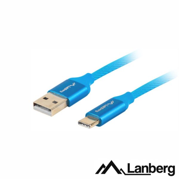 Cabo USB-A 2.0 Macho / USB-C Macho 1.8m Azul LANBERG - (CA-USBO-22CU-18-BL)