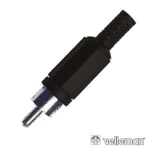 Ficha Rca Macho Preta Pvc C/ Proteção De Cabo - (CA047B)